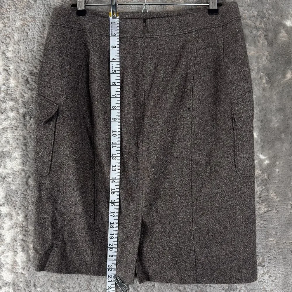Ann Taylor Petite Size 12P Wool Blend Minimalist Career‎ Pencil Skirt Gray Zip